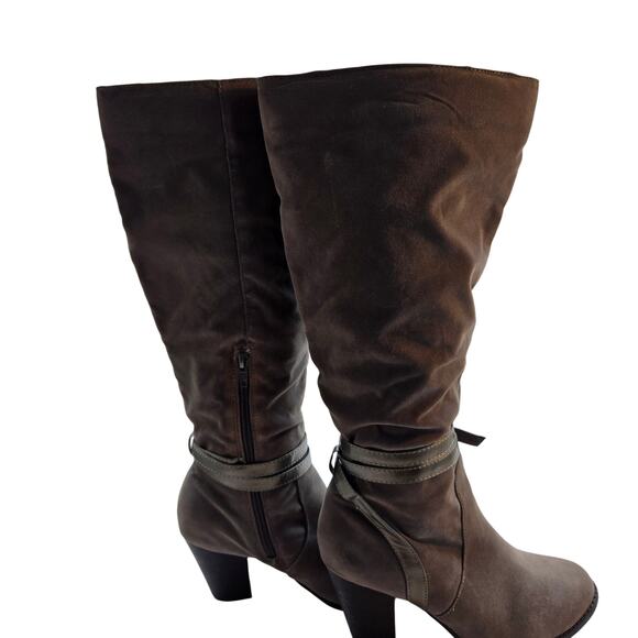 Spirit Moda Women's Boots 8 Gray 3 Inch Block High Heel Zipper Tall Shoe Booties - Picture 4 of 10